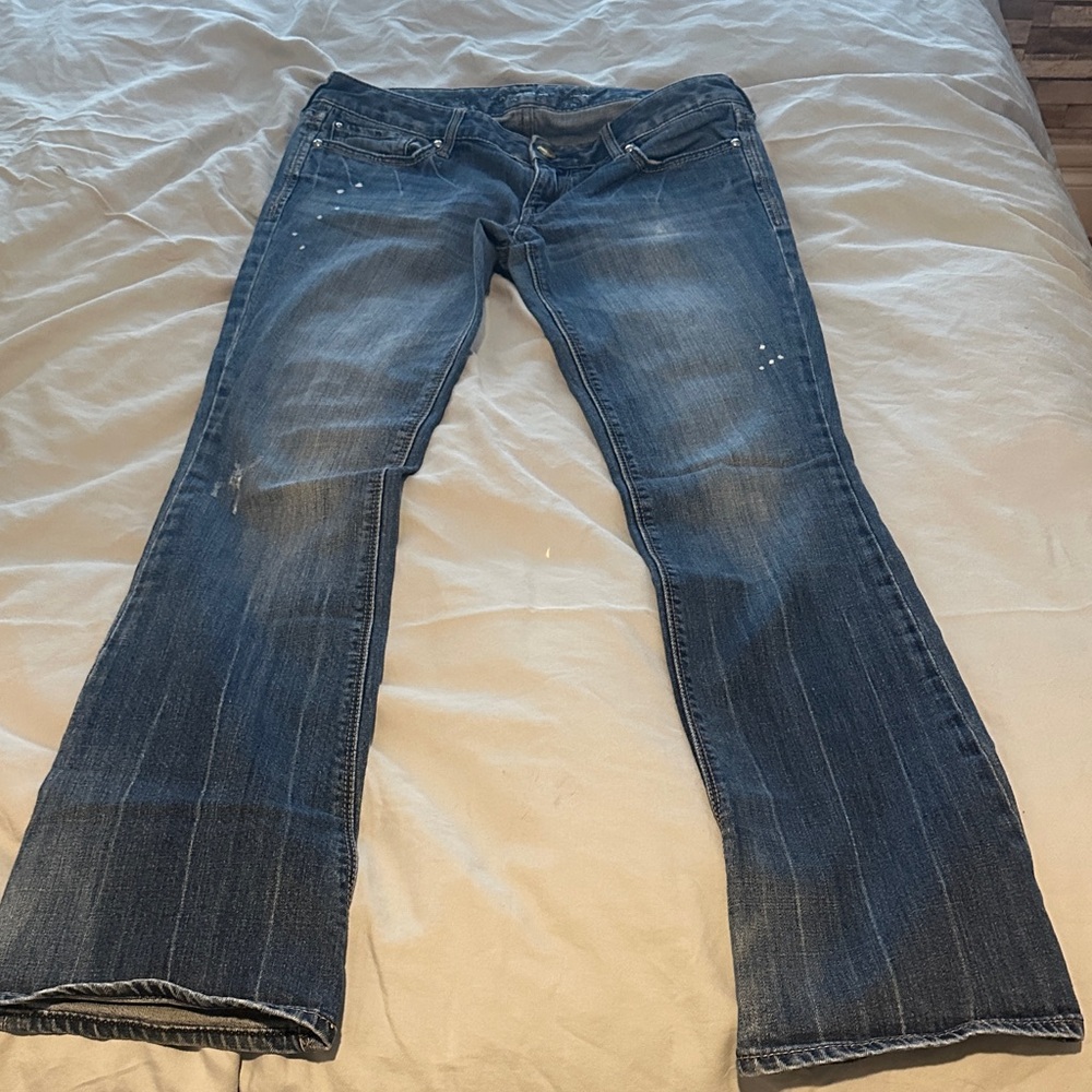 Express Women's Blue Low Rise Boot Cut Jeans
